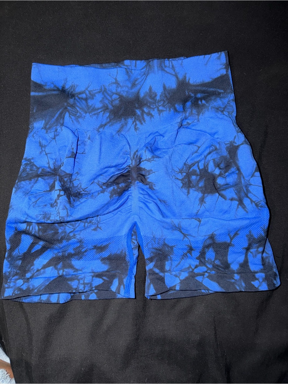 SHEIN Blue and Black Tie-Dye High-Waist Bike Shorts